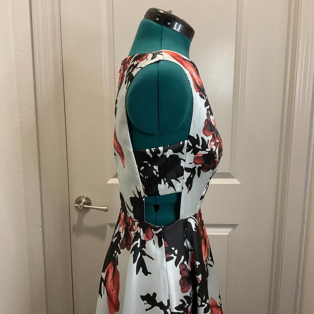 Betsy & Adam Mint Floral Ball Gown with Pink and Black Blooms - Picture 3 of 15
